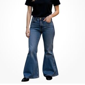 Wrangler Bailey Flare Retro Jeans Women 26x30 Blue High Rise Stretch Denim NWOT